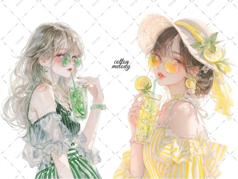original sticker no.6576 人物ステッカー オリジナルステッカー 人物ステッカー 女の子ステッカー オリジナル人物ステッカー - 貼紙 - 紙 