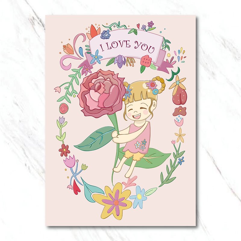 I LOVE YOU / Mother's Day postcard - การ์ด/โปสการ์ด - กระดาษ 