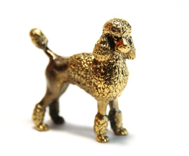 ブロンズ彫刻 犬 置物 銅像 V190 1F6 （プードル犬-ブロンズの
