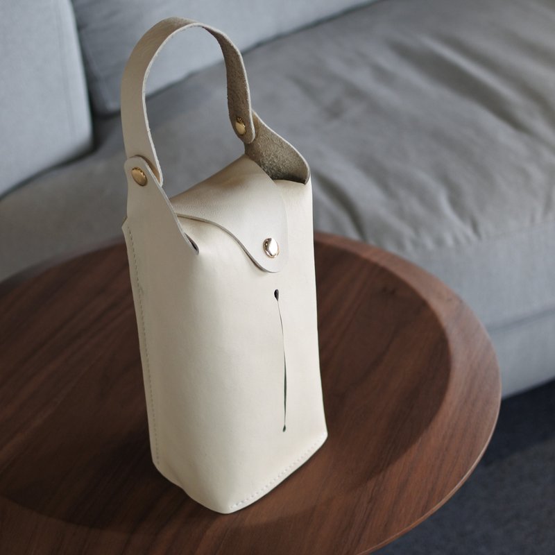 Gentleman Sanitary Tray | Car Model | Fog Platinum - Tissue Boxes - Genuine Leather White