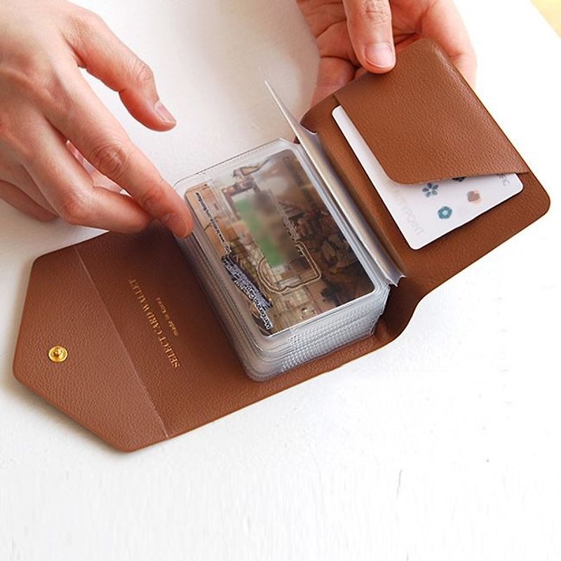 PLEPIC-真愛信箋皮革票卡包-摩卡棕,PPC93471 - 卡片套/卡片盒 - 人造皮革 咖啡色