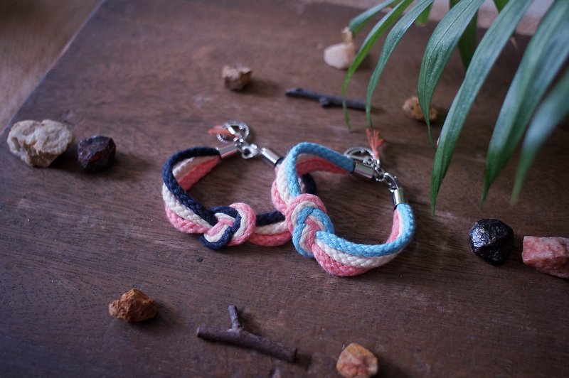 Sailor wind adventurer hand rope pure love - Bracelets - Cotton & Hemp Pink