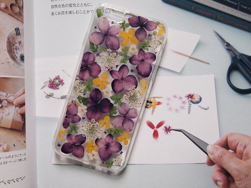 Annys workshop手作押花手機保護殼, iPhone 6及iPhone 6S適用, 紫色繡球花 - 手機殼/手機套 - 塑膠 紫色