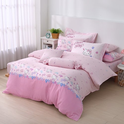 家適居家寢飾生活館 Hello Kitty-床包+枕套組-繽紛-兩色-台灣製造
