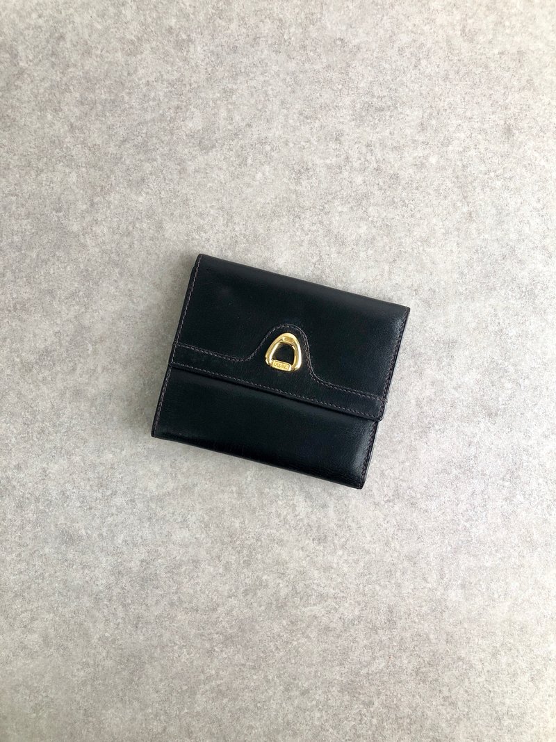 [Direct from Japan, branded used bag] CELINE wallet, black horsebit leather, compact, vintage, old, mtikgu - Wallets - Genuine Leather Black