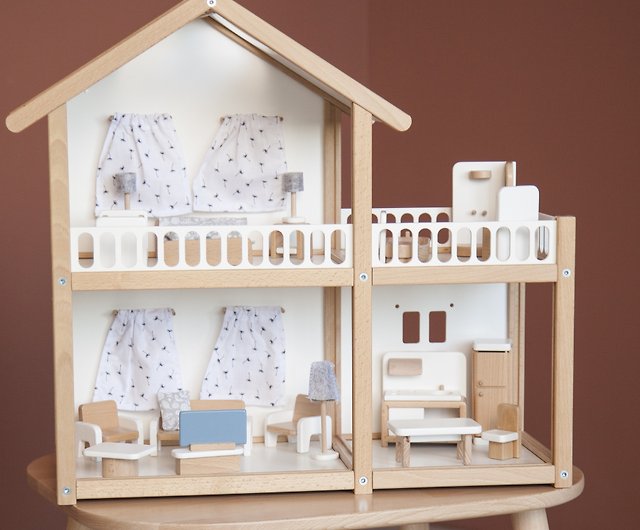 白い木製ドールハウスキットドールハウスミニチュア小さな家妖精の家 ...