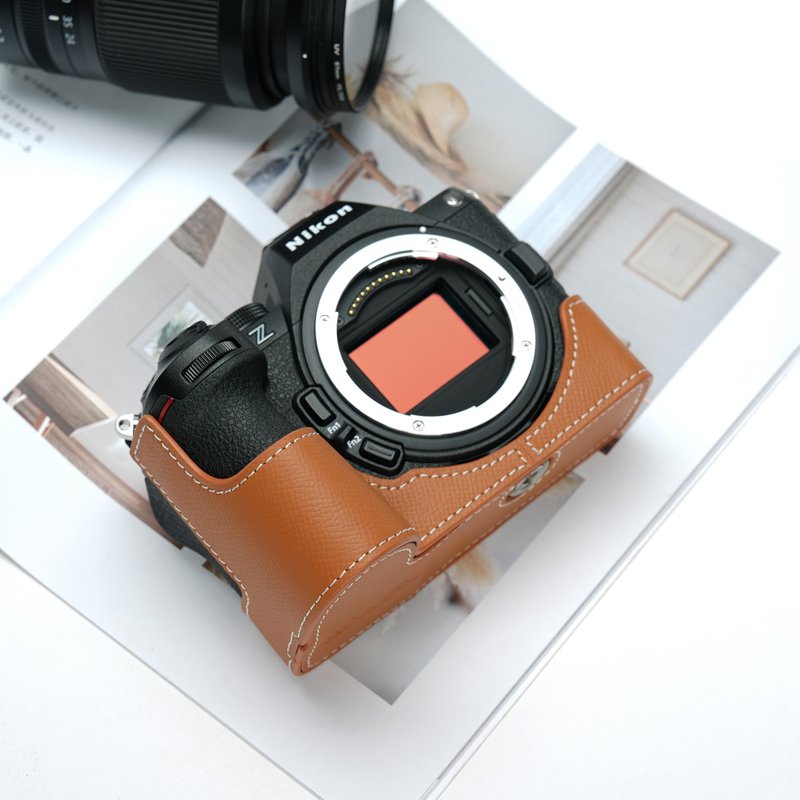 適用機型Nikon Z5 II 手掌紋皮革相機底座皮套 - 相機包/相機袋 - 真皮 多色