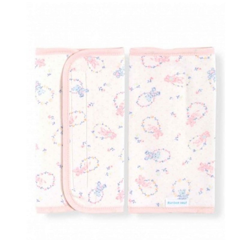 Japan Boribon oeuf Pink Bear Rabbit Back Scarf Saliva Towel (1 set of 2) - Bibs - Cotton & Hemp White