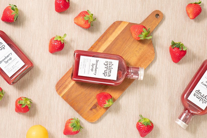 【shima syrup】Strawberry Syrup with crashed strawberry×4 bottles set - Fruit & Vegetable Juice - Other Materials 