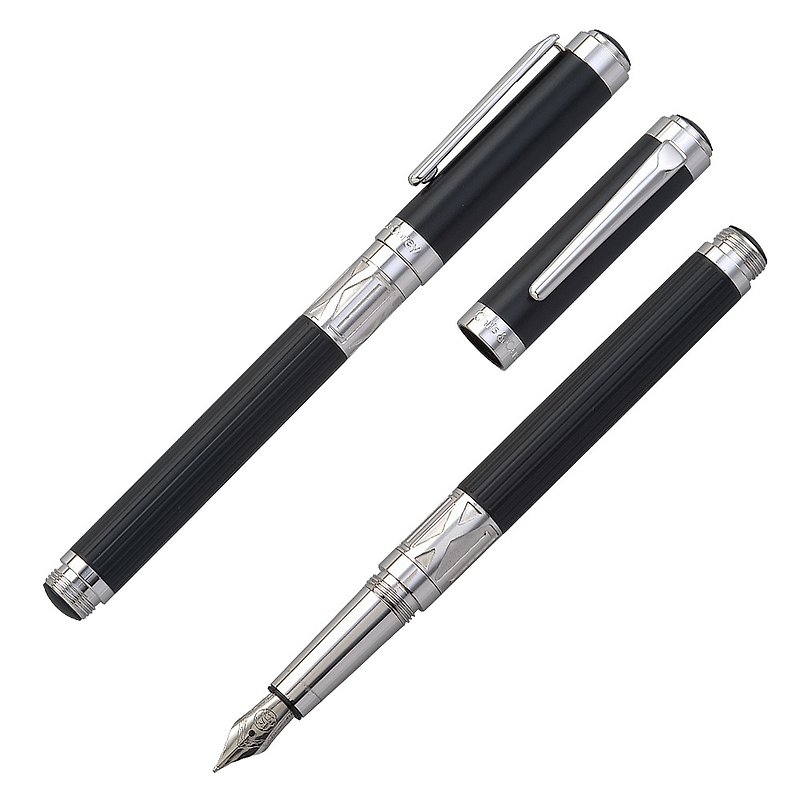 【Chris & Carey】 Toki Time Series (Lettering) / Straight + Plain Black Pen TKFP-10 - Fountain Pens - Other Metals Black