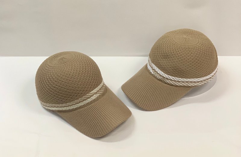 HEYHAT 躍動花紋編織-運動帽棒球帽-卡其 - 帽子 - 聚酯纖維 多色