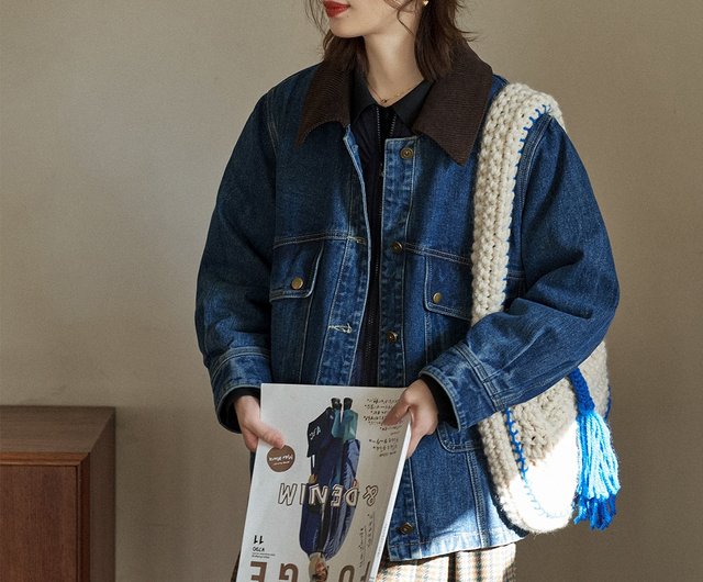 Corduroy patchwork hot sale denim jacket