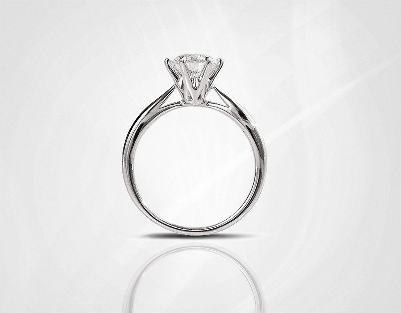 Handmade 925 sterling silver x Swarovski [Flower] 1 carat classic six-prong diamond ring - versatile prong-set wedding ring - General Rings - Sterling Silver Multicolor