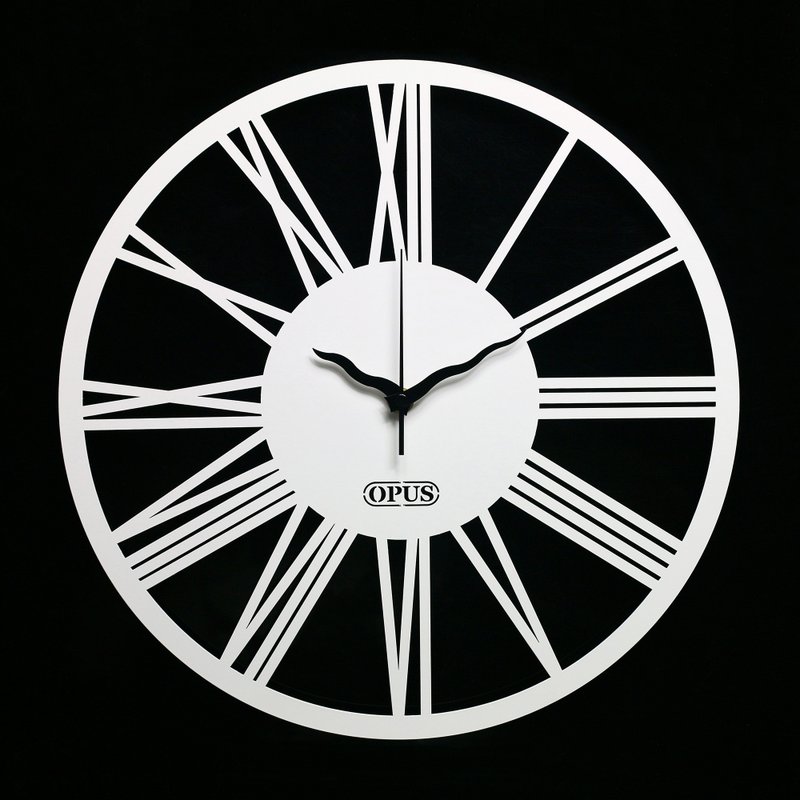 【OPUS Dongqi Metalworking】European Iron Mute Clock-New Roman Numerals (White)/Wall Hanging/Nordic Style - นาฬิกา - โลหะ ขาว