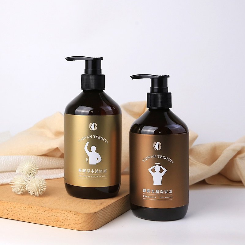 [Combo Offer] Propolis Herbal Shower Gel x Propolis Softening Shampoo - 350ml - Body Wash - Plastic Brown