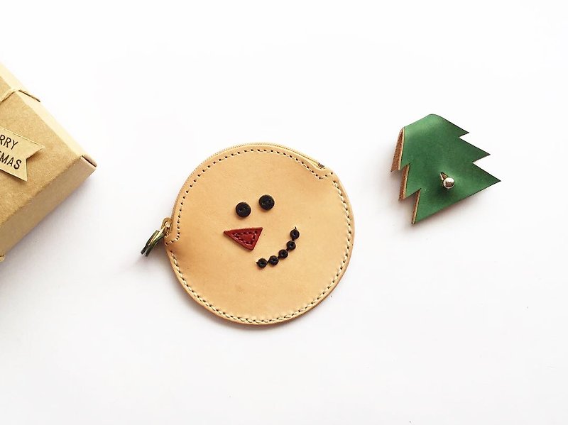 Yeebee-Christmas Snowman Good Friends Leather Coin Purse - กระเป๋าใส่เหรียญ - หนังแท้ 