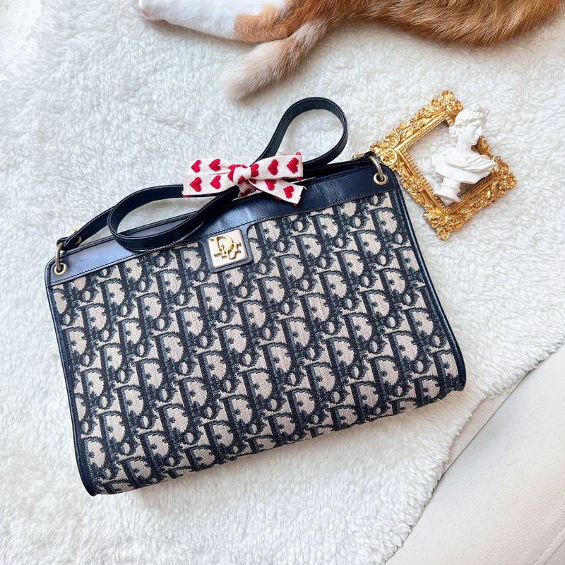 【日本中古】Vintage Dior Oblique 老花側揹包 - 海軍藍色 - 側背包/斜背包 - 其他材質 藍色