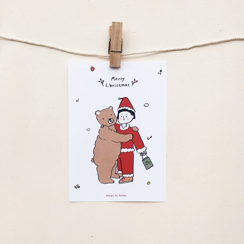 Buddy | Hug Christmas Bear | Postcard - Cards & Postcards - Paper White