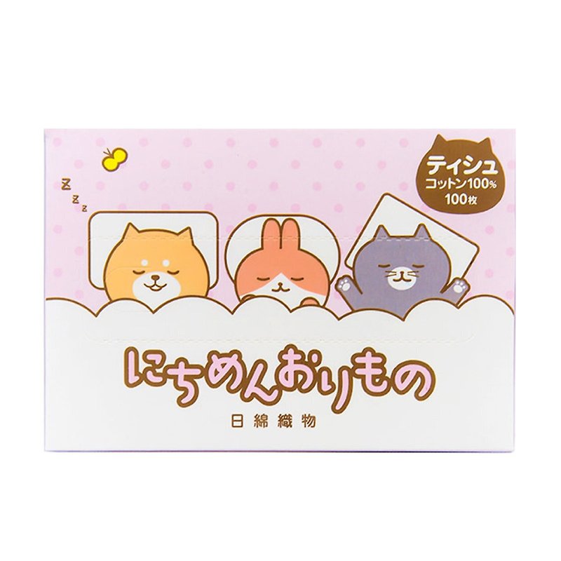 Made in Japan 100% cotton removable face towels in a box of 100 pieces - cute animals - ผลิตภัณฑ์ทำความสะอาดหน้า - วัสดุอื่นๆ 