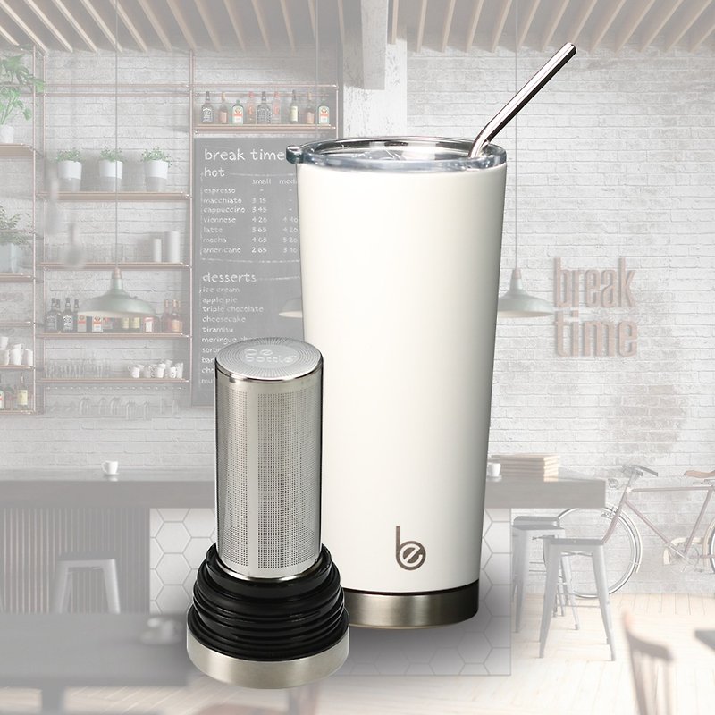 Be Bottle 2.0 Multifunctional Filter Stainless Steel Mug with Stainless Steel Straw-White - Vacuum Flasks - Stainless Steel White
