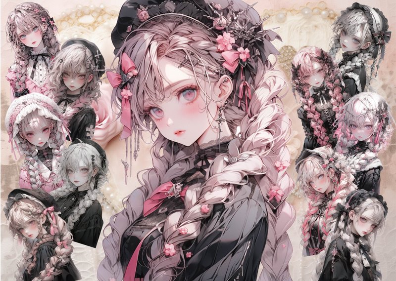CUTE GIRL BRAIDS シールセット - 貼紙 - 紙 