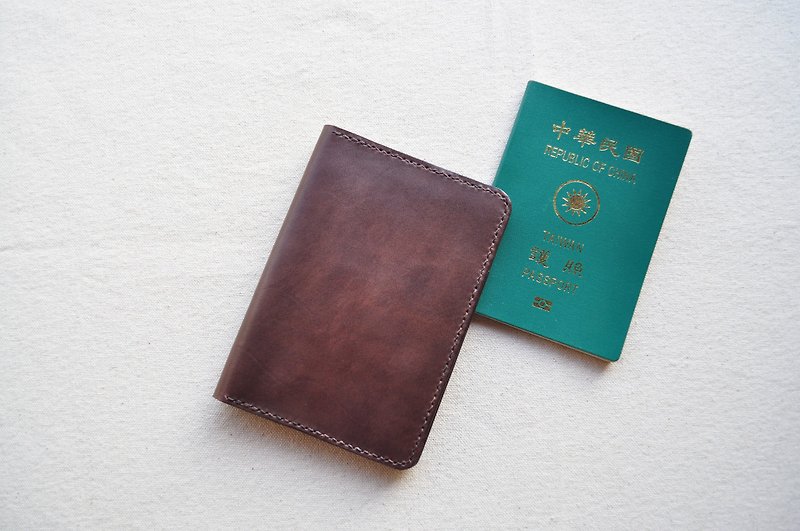 皮革護照夾 / 護照套 -焦茶 - 護照套 - 真皮 