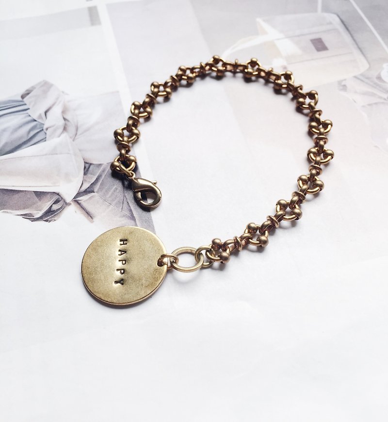 La Don - Brass Bracelet 03 Custom Handmade Tag Hanger - สร้อยข้อมือ - โลหะ สีทอง