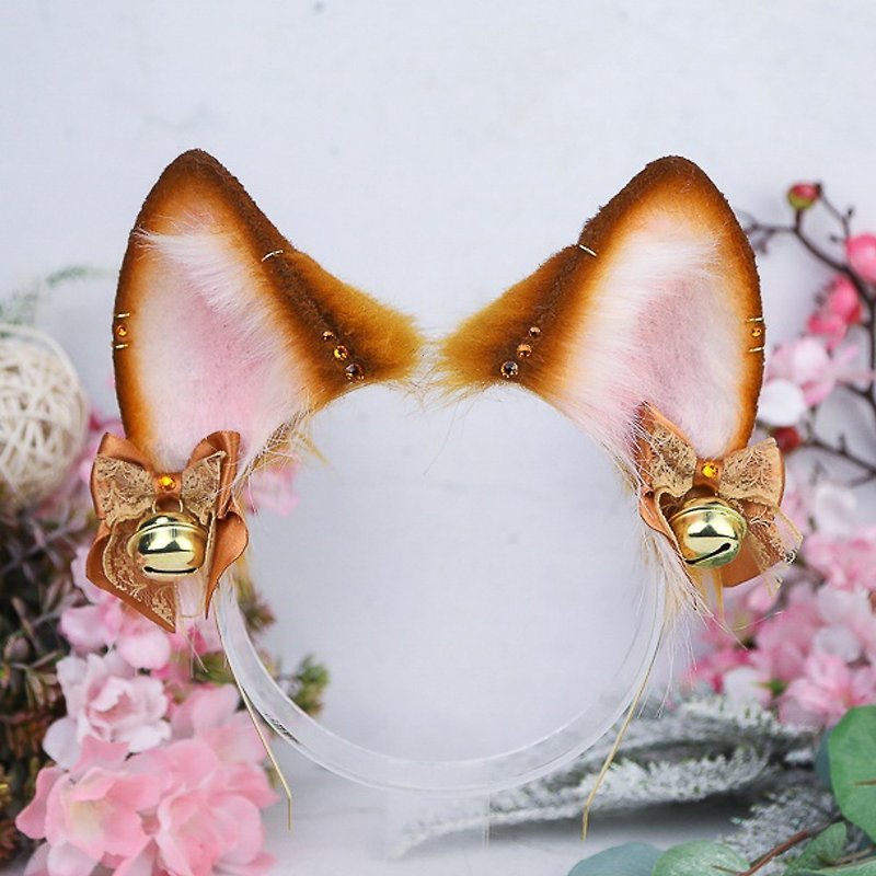 Ginger Fox Ears - เครื่องประดับผม - วัสดุอื่นๆ สีส้ม