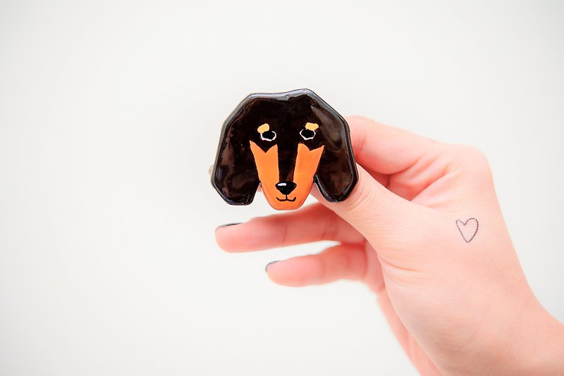 Pet hair baby animal series / dachshund dog いぬ dog pin / brooch - Brooches - Clay Multicolor