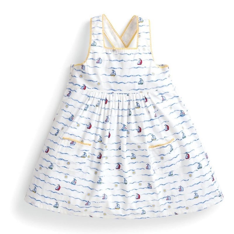 英國嬰幼兒流行品牌 經典帆船 露背涼一夏寶寶洋裝 - 童裝禮服 - 棉．麻 白色
