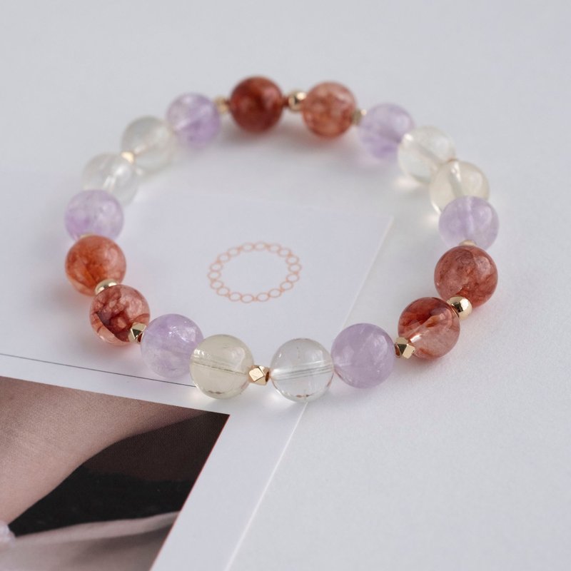 Fire signs zodiac stones genuine gemstones bracelet gift for her Aries Stone - สร้อยข้อมือ - คริสตัล หลากหลายสี