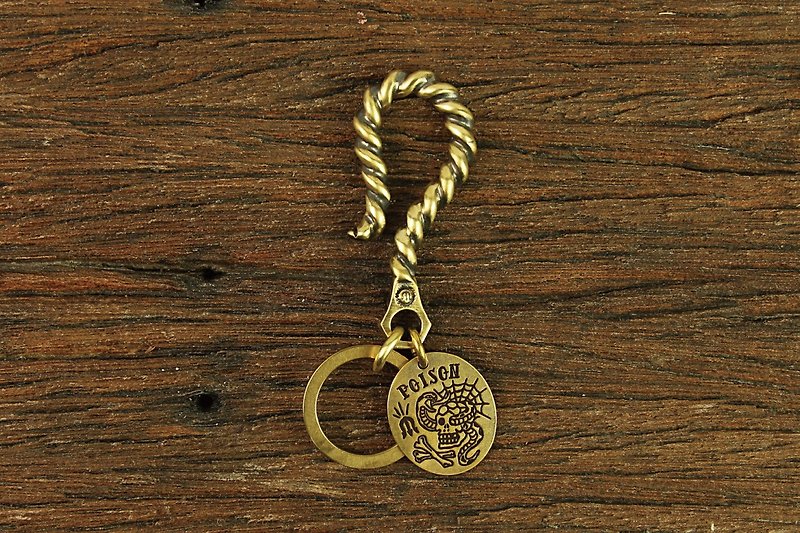 [Cannabis] METALIZE big hook "POISON"Bronze medallion keychain - ที่ห้อยกุญแจ - โลหะ 
