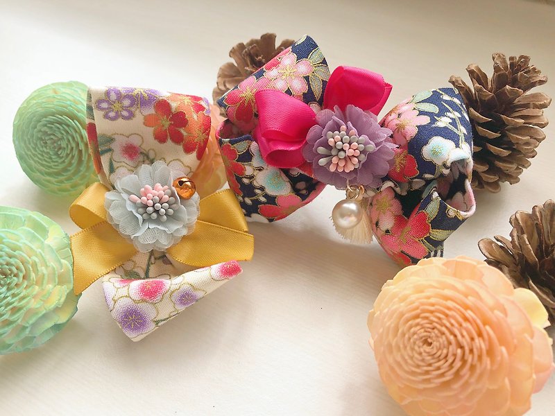 Japanese-style zephyr cherry blossom hair clip (paired selling group 2) - Hair Accessories - Cotton & Hemp Multicolor