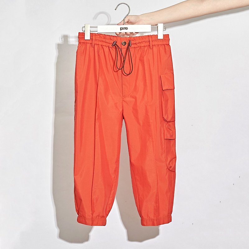 Xihuiスケッチツーリングセンス立体ポケットパンツ - パンツ ユニセックス - コットン・麻 オレンジ