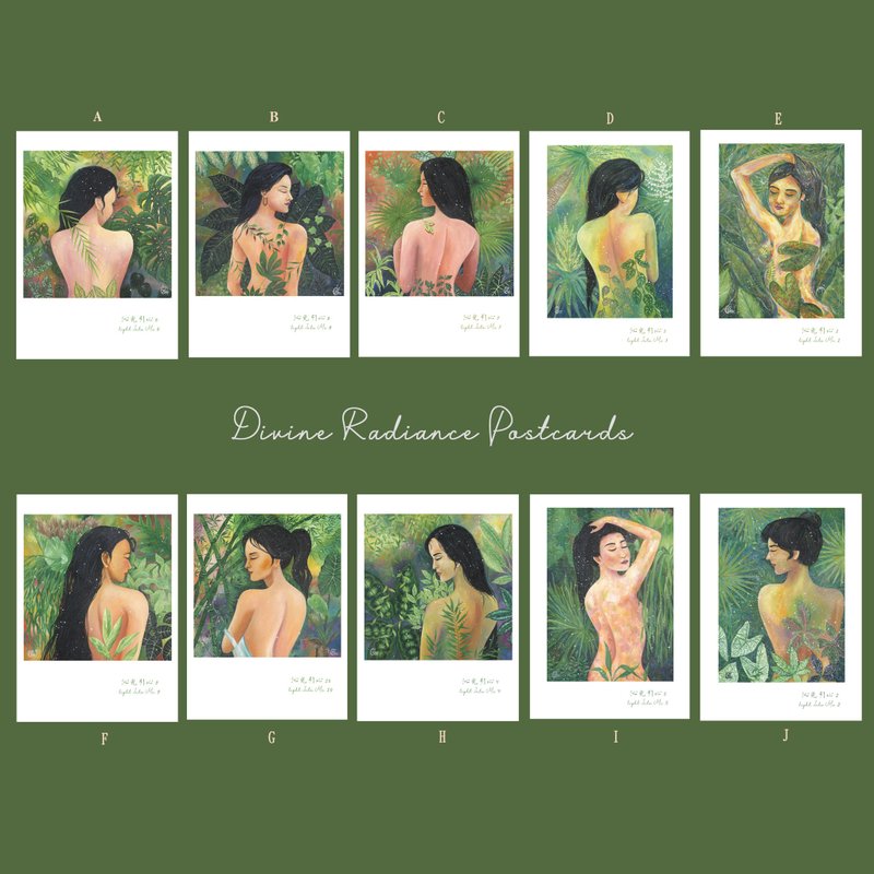 Postcard Forest Female Paintings Artist Artwork Wall Deor Card - การ์ด/โปสการ์ด - กระดาษ หลากหลายสี