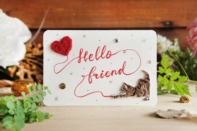Universal Card/Blessing Card/Condolence Card/Friendship Card-Cat and Love Yarn-Handmade Customized Card - การ์ด/โปสการ์ด - กระดาษ ขาว