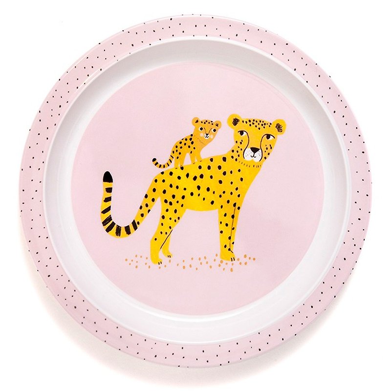 [Out of print] Dutch Petit Monkey Orchid Purple Leopard family plate - Children's Tablewear - Plastic 