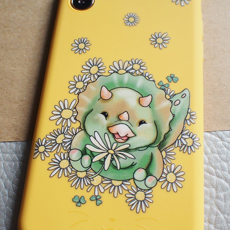 iPhone Case, Dinosaur Baby and Flower Field, iphone 12/ 12pro , 12mini, max, 11, Xs - เคส/ซองมือถือ - พลาสติก สีเขียว