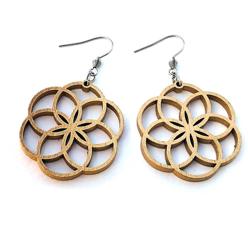 Wooden Gold Yoga Lotus Earrings - Earrings & Clip-ons - Wood Gold