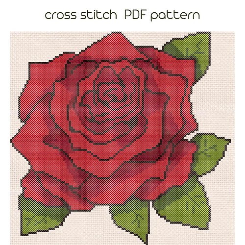 NaraXstitch patterns 十字繡圖案 Rose cross stitch, Flower cross stitch pattern, PDF Pattern /13/