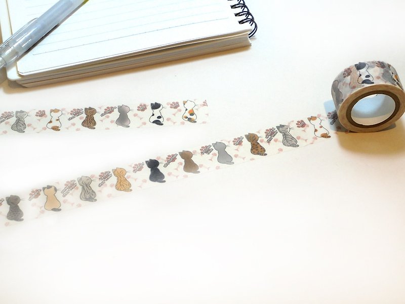 Cat illustration paper tape - Washi Tape - Paper Multicolor