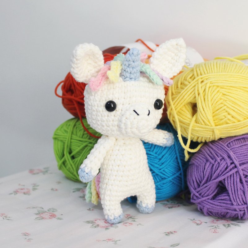 Mini Unicorn Unicorn Bruce Handmade Crochet - Stuffed Dolls & Figurines - Cotton & Hemp Multicolor