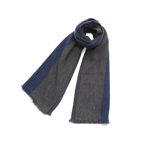 MOTHERHOUSE 混色羊毛喀什米爾圍巾-深藍色(數量有限 售完為止)