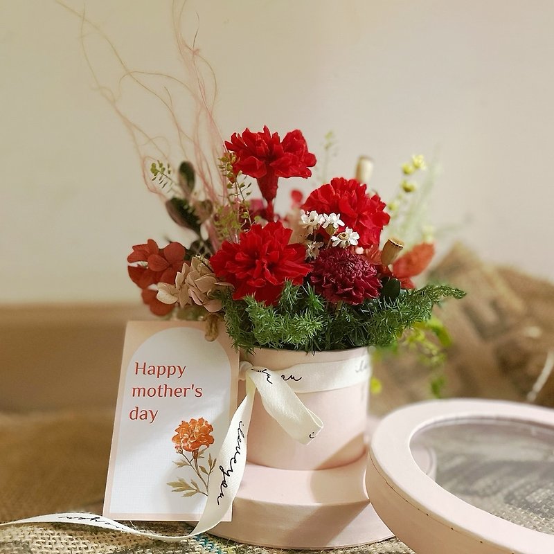 [Mother's Day Flower Gift] Carnation Flower Bucket Preserved Flower Gift/Table Flower/Mother's Day Flower Bucket - Dried Flowers & Bouquets - Plants & Flowers 