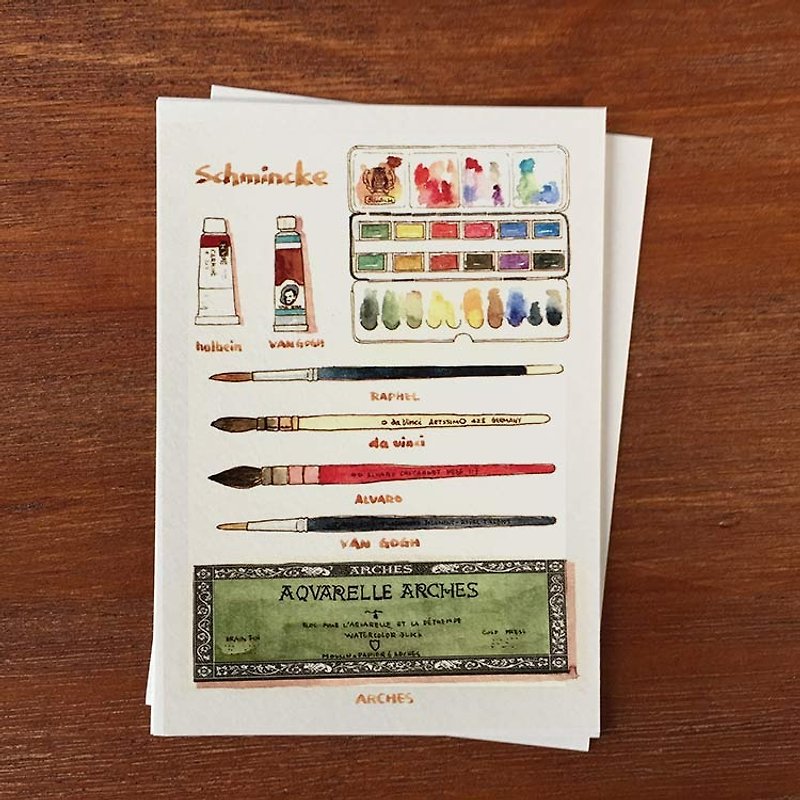 Watercolor tool control illustration postcard-1 piece - Cards & Postcards - Paper 