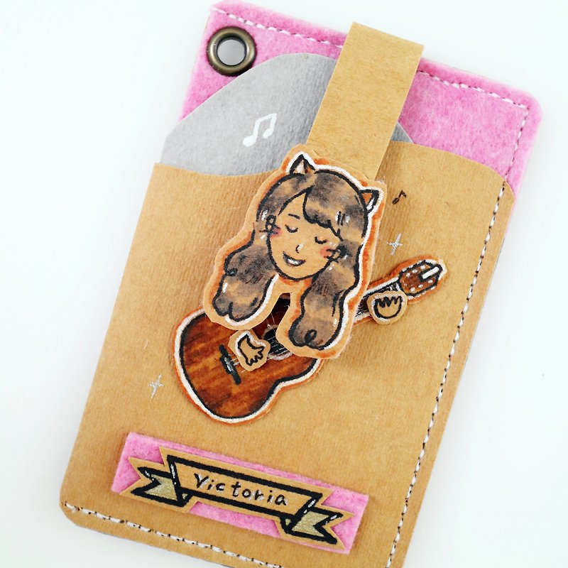 [I like the way you play the guitar] Xiyan painted gift handmade card holder, customized hand-painted texture, warm - ที่ใส่บัตรคล้องคอ - วัสดุอีโค หลากหลายสี