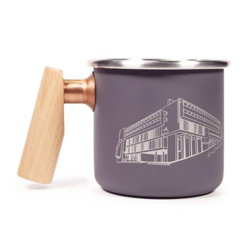 【客製化禮物】木柄 白鐵杯 400ml(拉圖雷特修道院)  聖誕節 - 咖啡杯/馬克杯 - 不鏽鋼 紫色