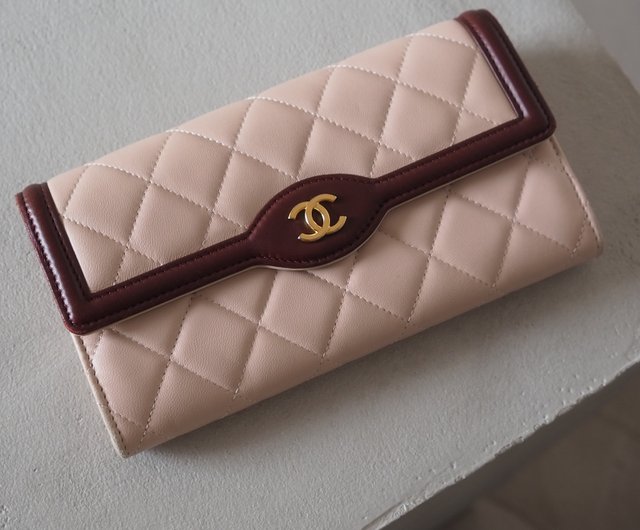 CHANEL シャネル バイカラー ロング ウォレット 長財布 ピンク