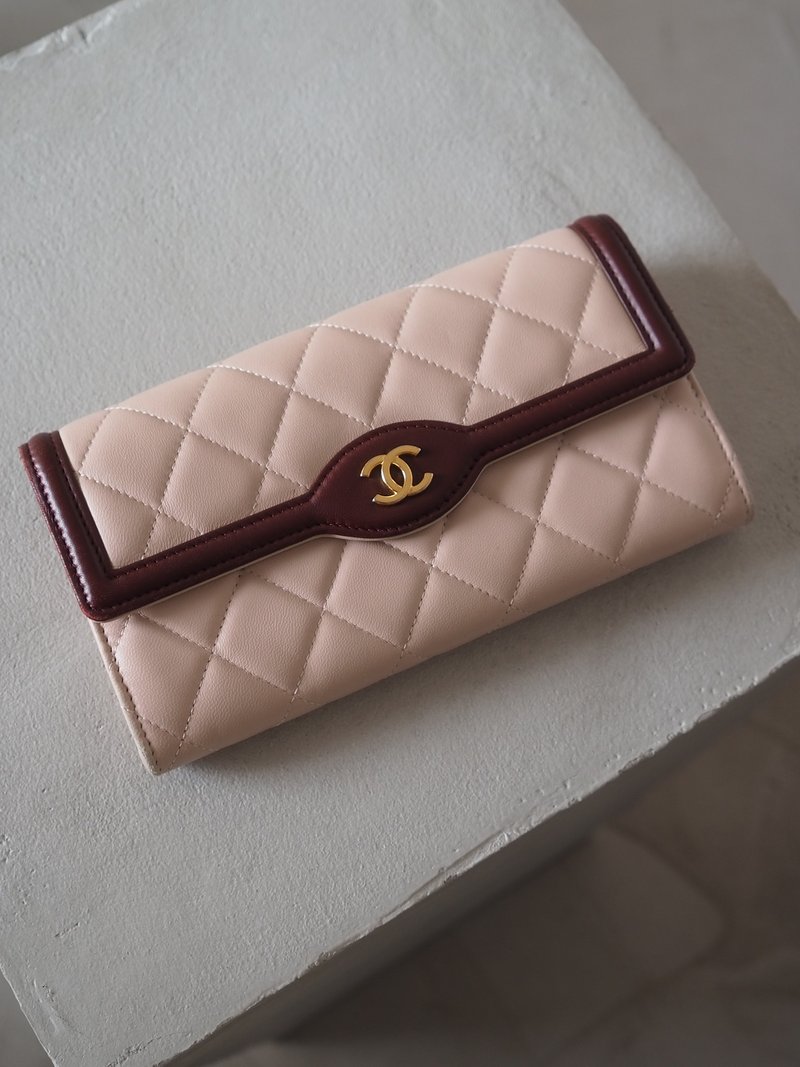 CHANEL シャネル バイカラー ロング ウォレット 長財布 ピンク ボルドー ヴィンテージ - 錢包/皮夾/長短夾 - 真皮 粉紅色