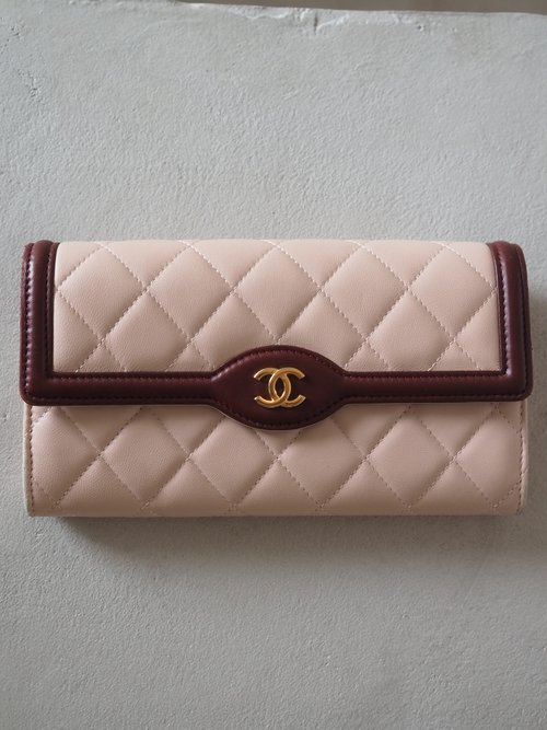 CHANEL シャネル バイカラー ロング ウォレット 長財布 ピンク